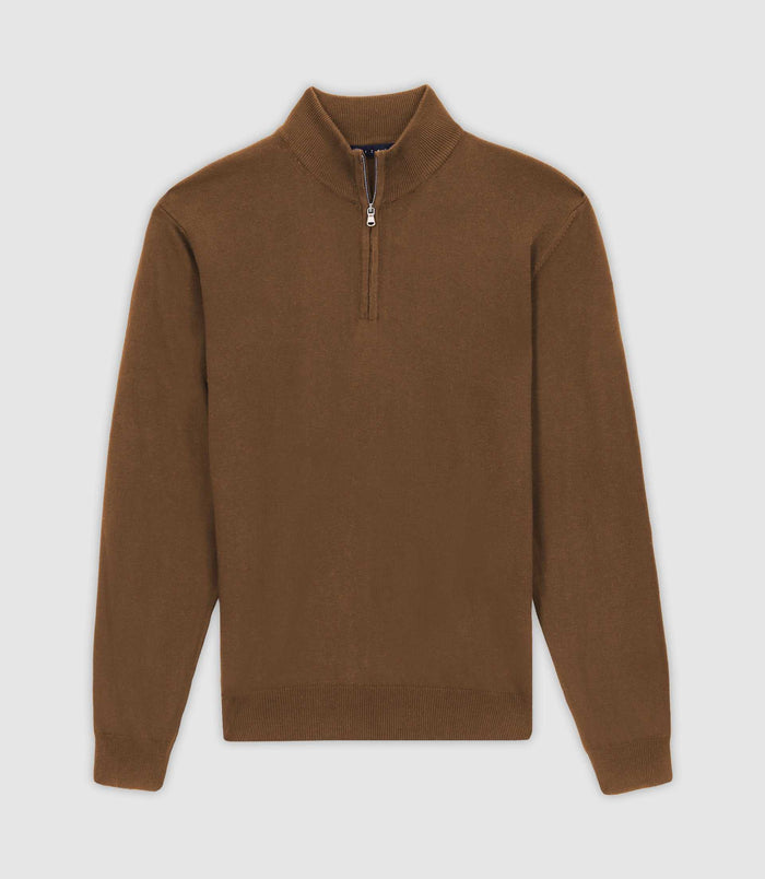izac Pull col demi zip camel