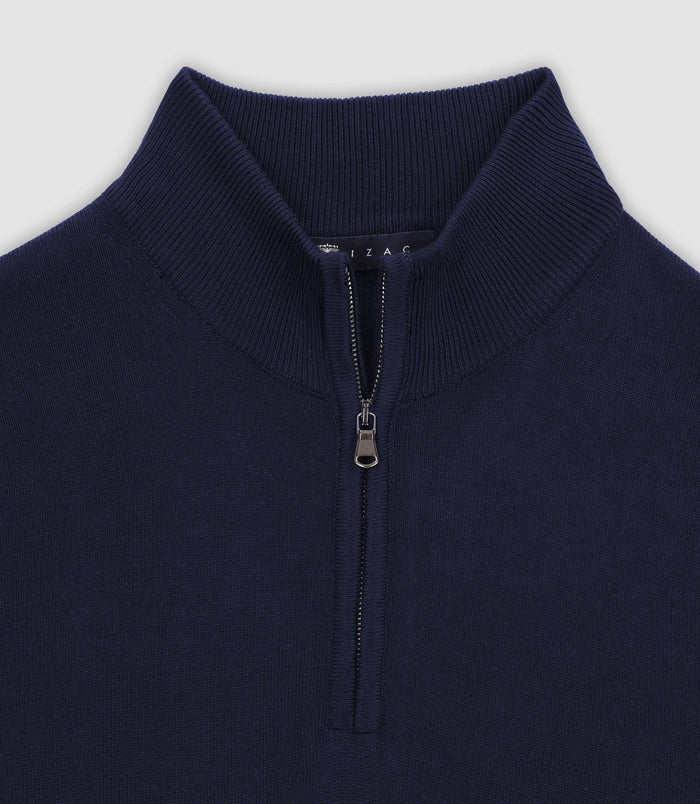Izac Pull Col Demi Zip Marine