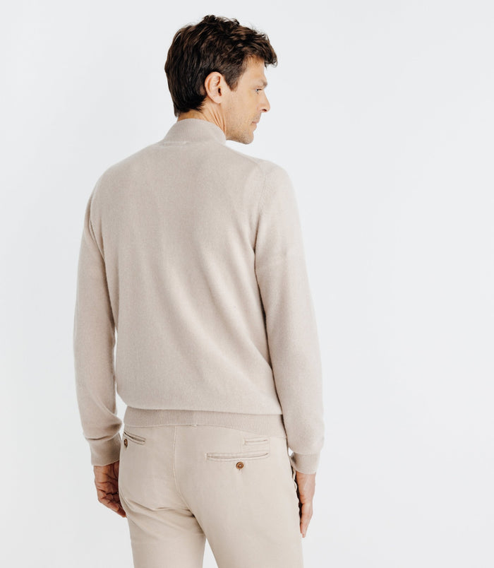 Izac Pull Col Montant 100% Cachemire Beige