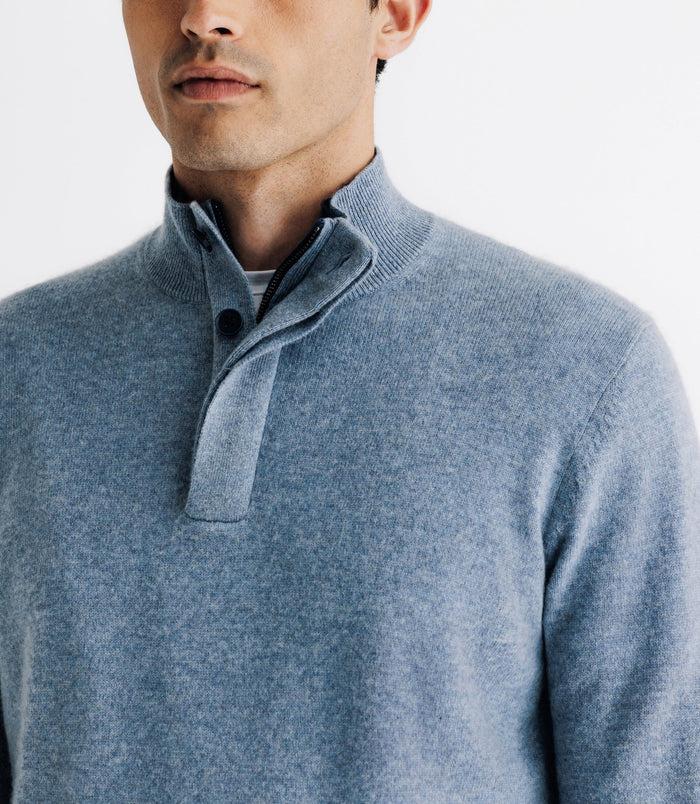 Izac Pull Col Montant 100% Cachemire Indigo