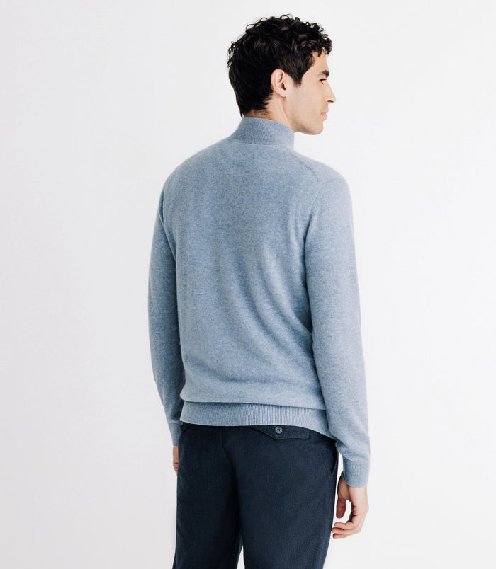 Izac Pull Col Montant 100% Cachemire Indigo