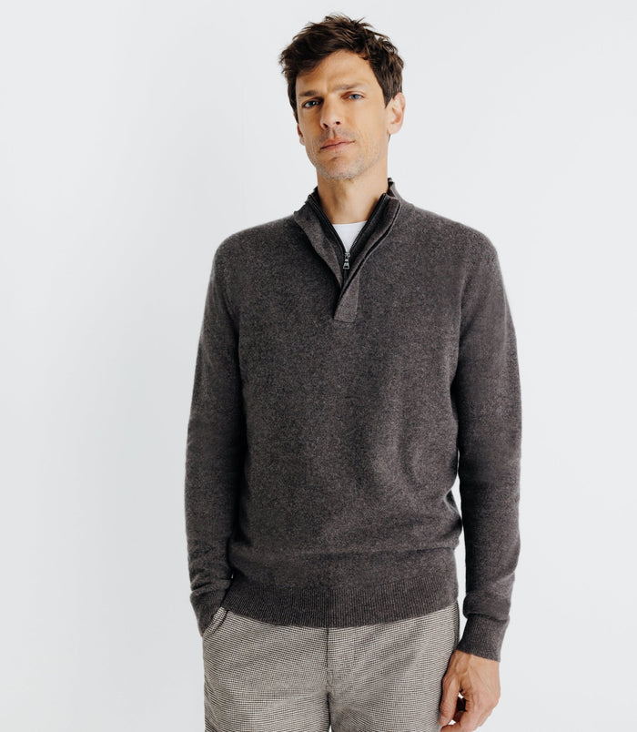 Izac Pull Col Montant 100% Cachemire Marron