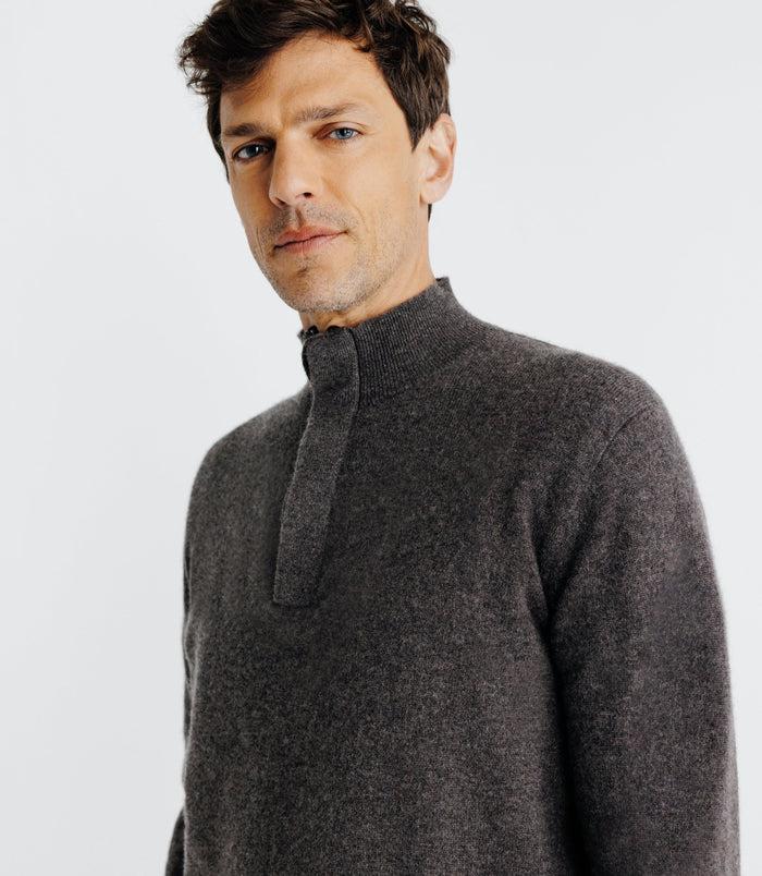 Izac Pull Col Montant 100% Cachemire Marron