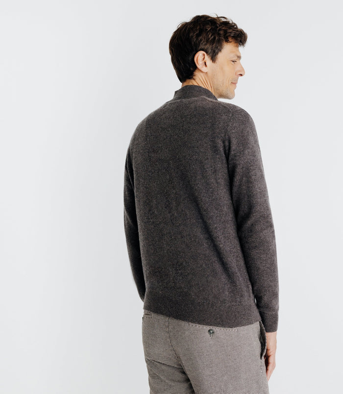 Izac Pull Col Montant 100% Cachemire Marron
