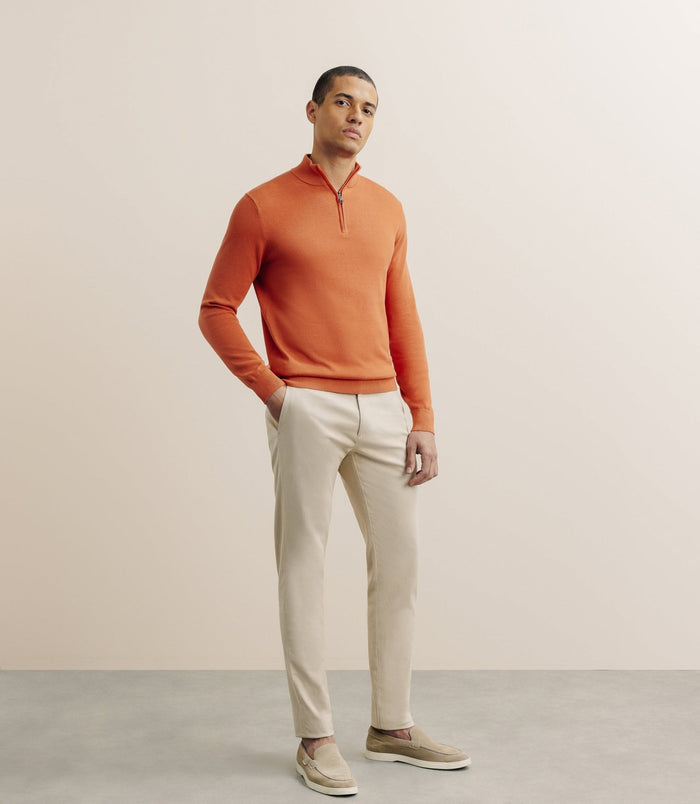 Izac Pull Col Montant Camionneur Orange Foncé