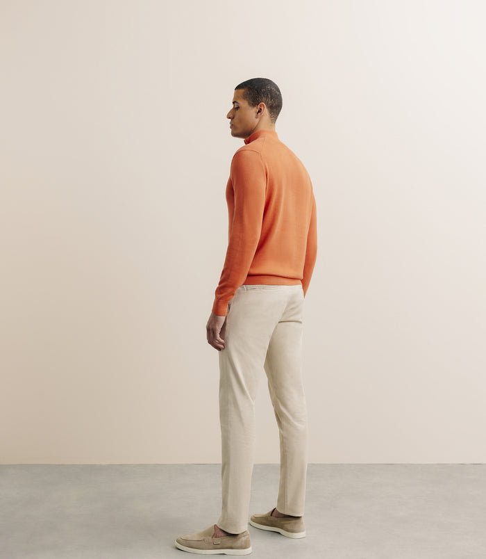 Izac Pull Col Montant Camionneur Orange Foncé