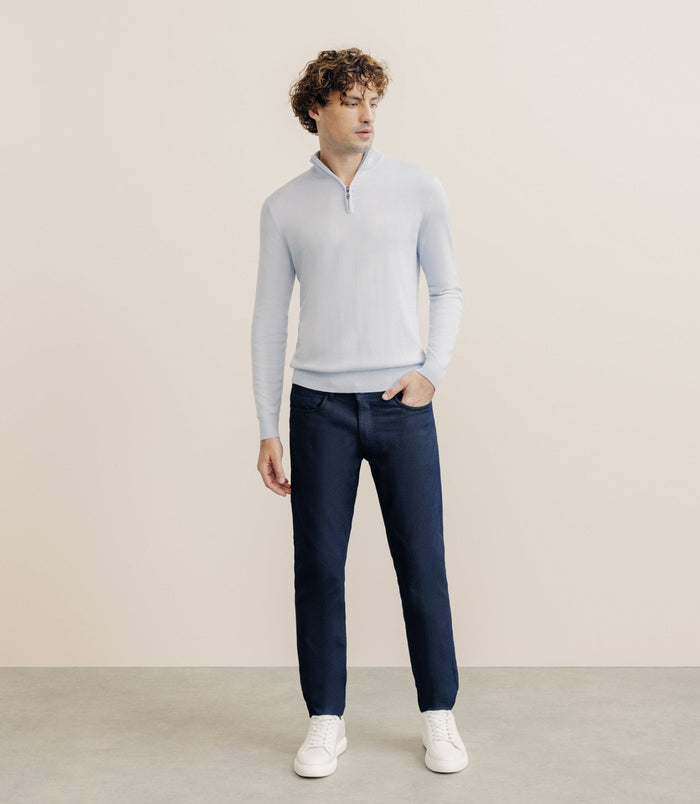 Izac Pull Col Montant Demi Zippé Bleu Ciel