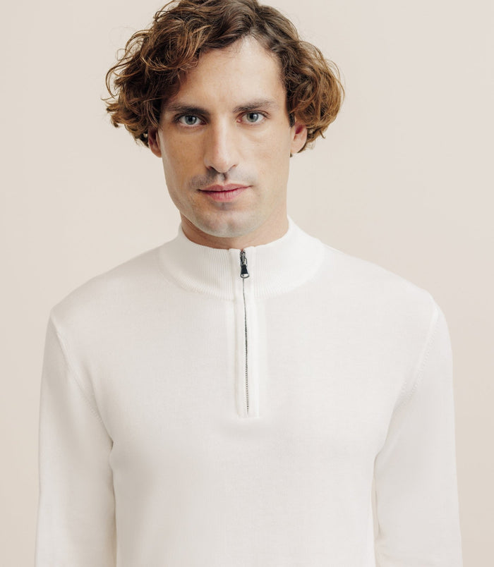 Izac Pull Col Montant Demi Zippé écru