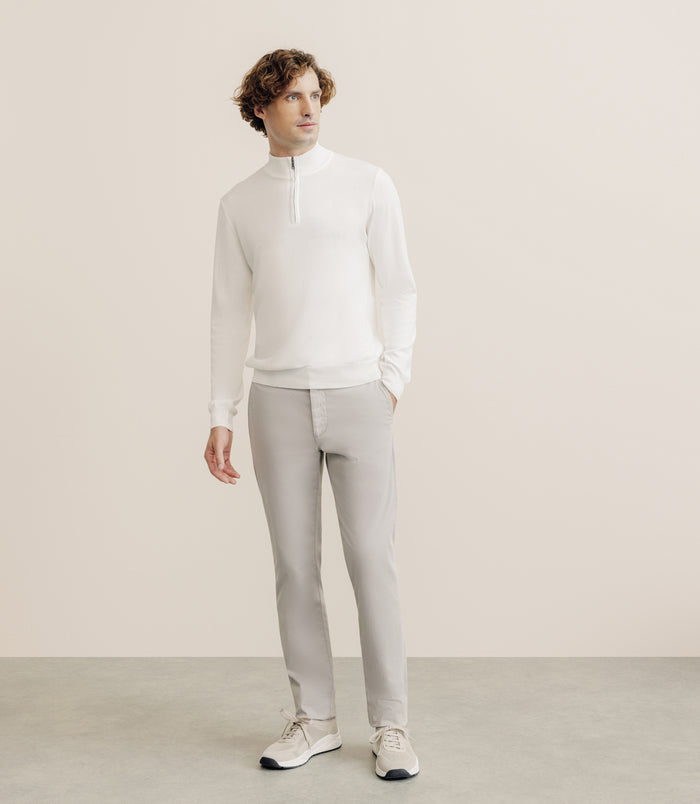 Izac Pull Col Montant Demi Zippé écru