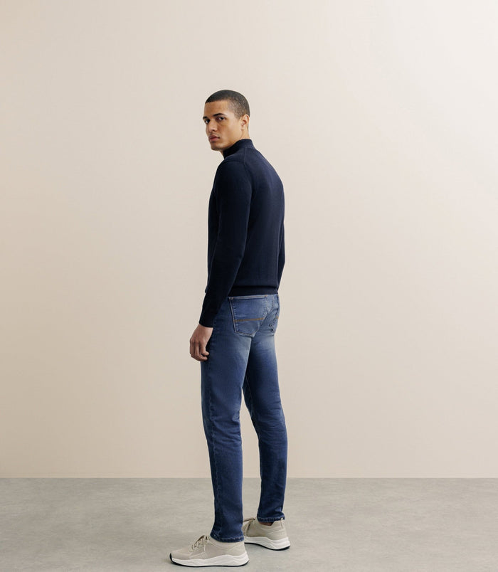 Izac Pull Col Montant Demi Zippé Marine