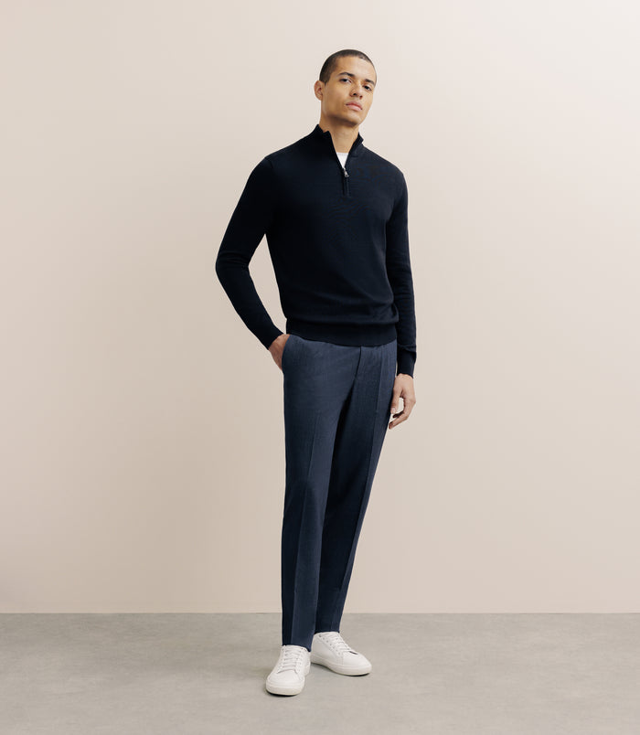 Izac Pull Col Montant Demi Zippé Noir