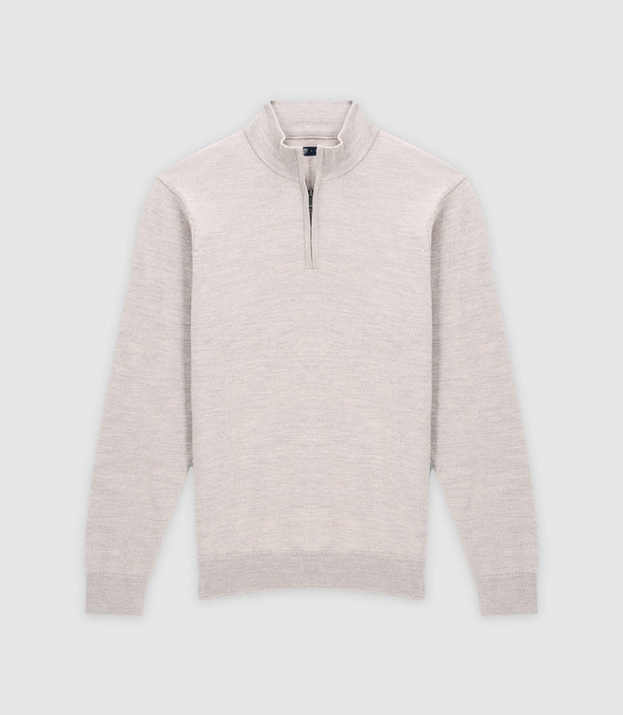 izac Pull col montant gris beige