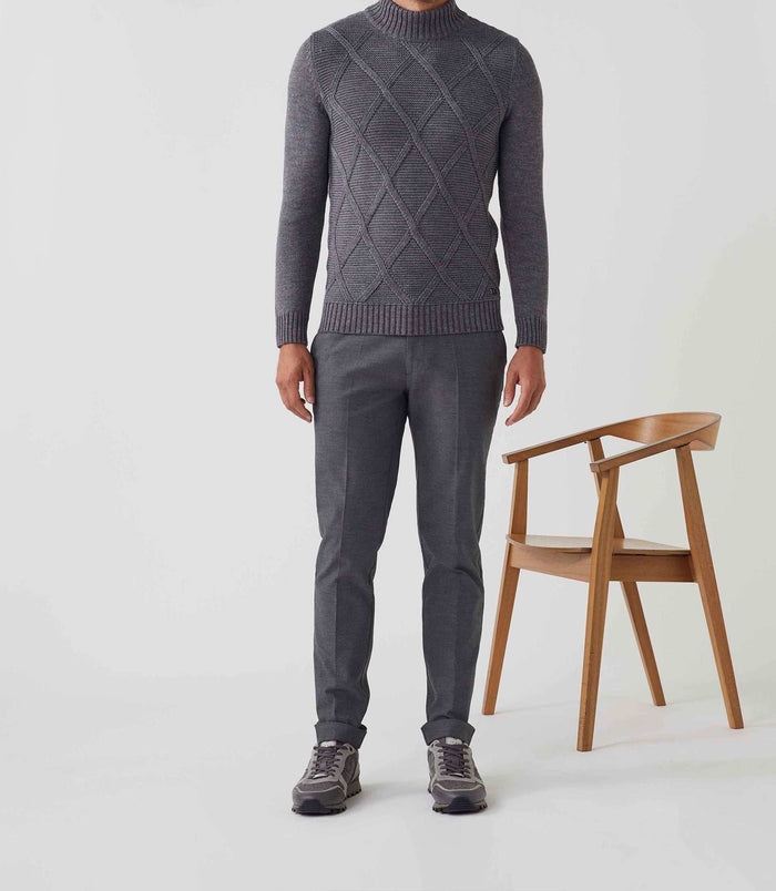 izac Pull col montant laine gris "Simeo"