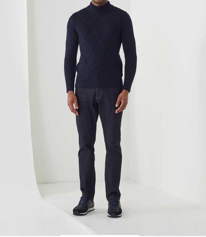 izac Pull col montant laine marine "Simeo"