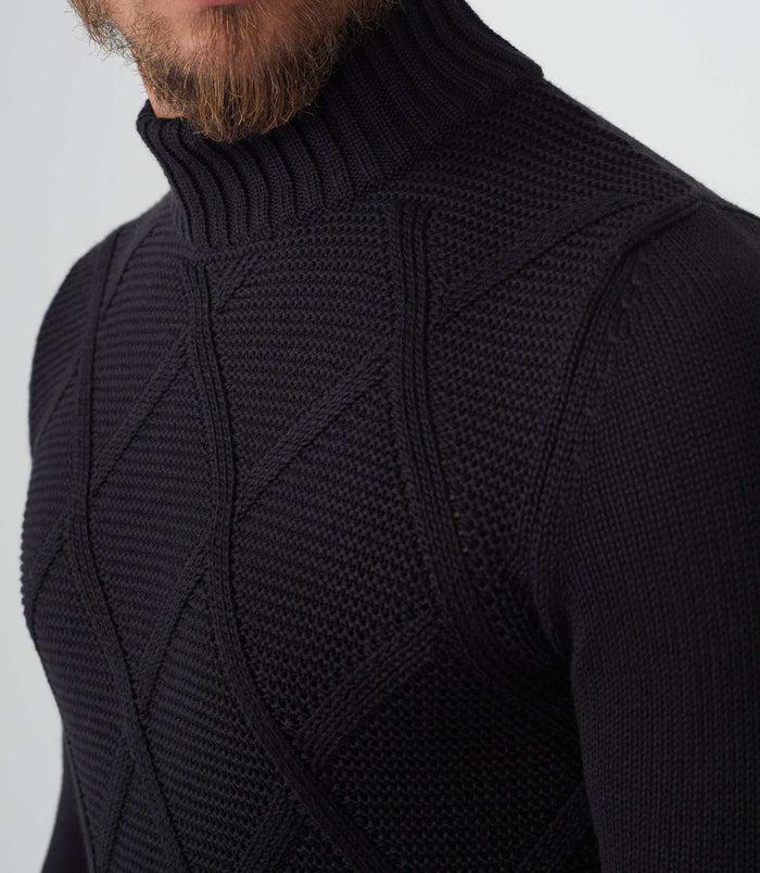 Izac Pull Col Montant Laine Noir "Simeo"