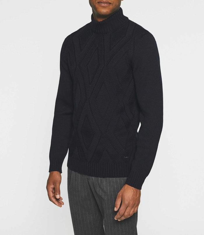 Izac Pull Col Montant Marine BELLINO