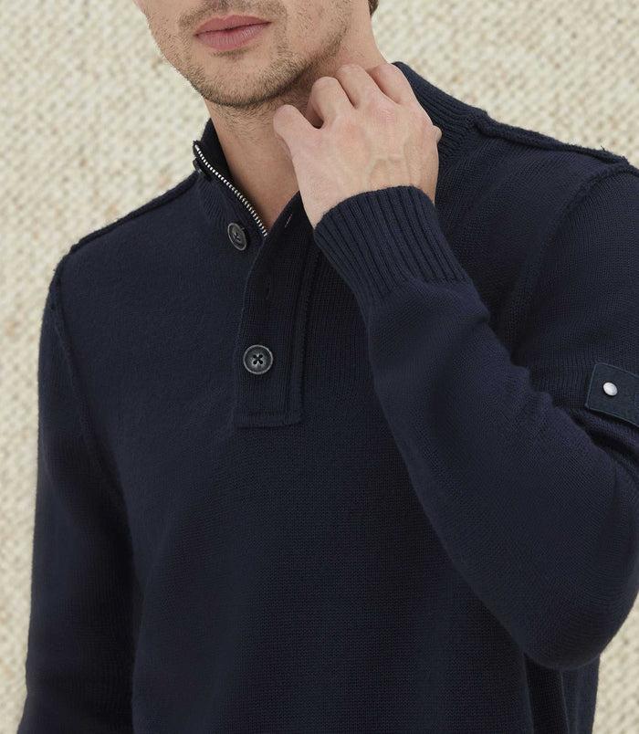 Izac Pull Col Montant Zippé Marine "Laurent"