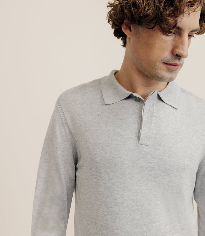 Izac Pull Col Polo Gris Chiné