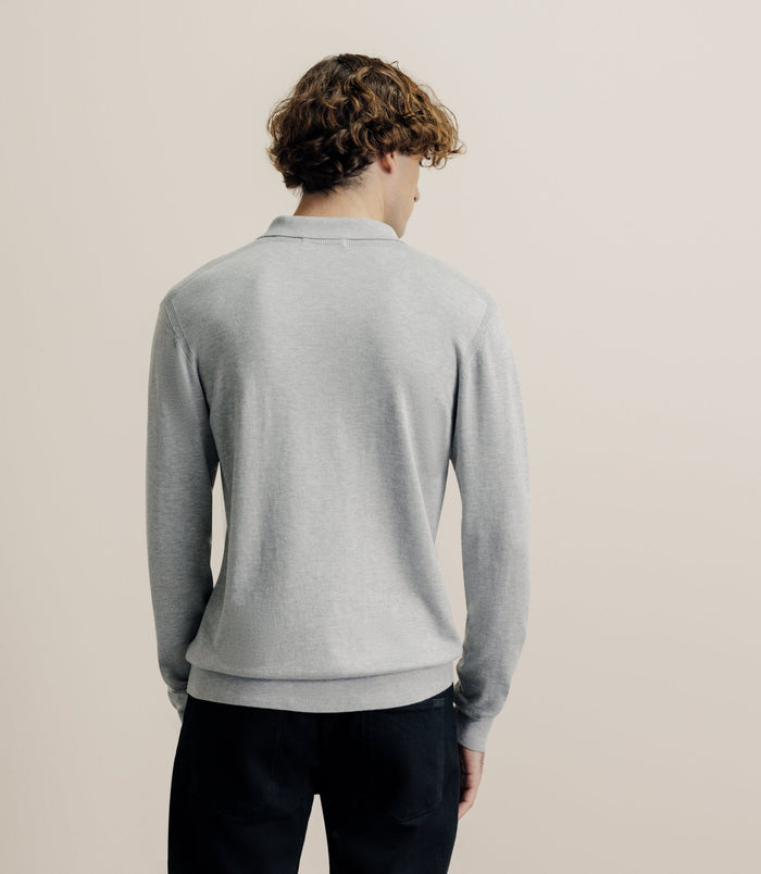 Izac Pull Col Polo Gris Chiné