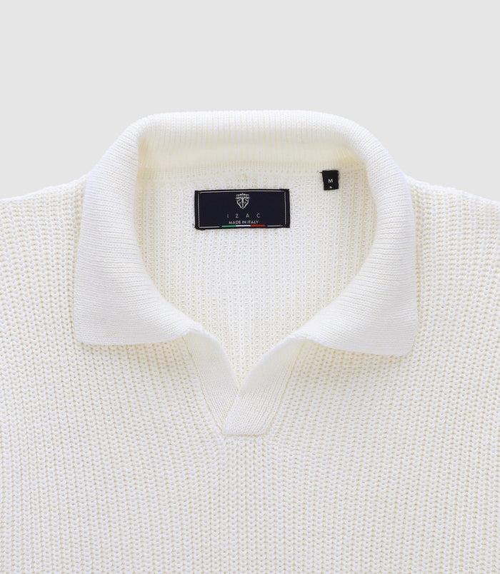 Izac Pull Col Polo Ouvert écru