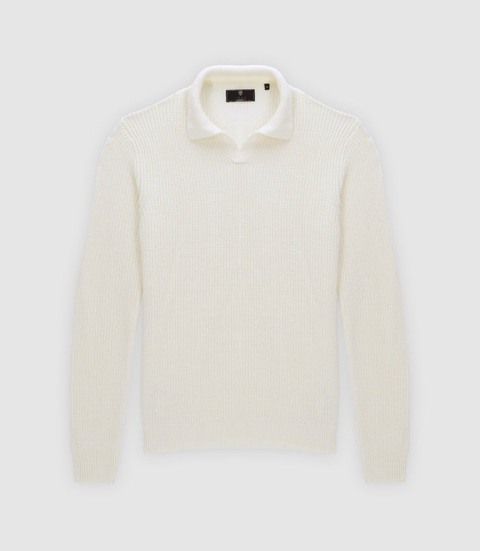 izac Pull col polo ouvert écru