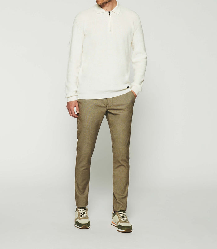 Izac Pull Col Polo Zippé écru DYLAN