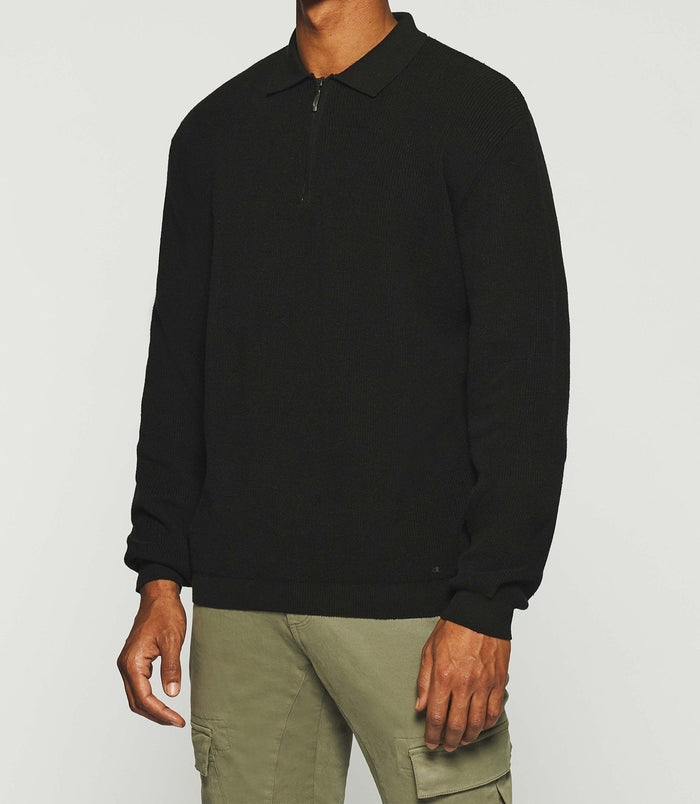 Izac Pull Col Polo Zippé Noir DYLAN