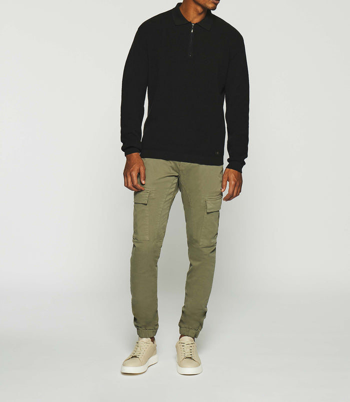 izac Pull col polo zippé noir DYLAN