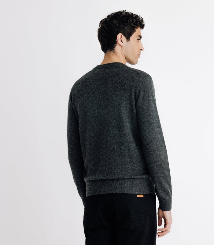 Izac Pull Col Rond 100% Cachemire Anthracite