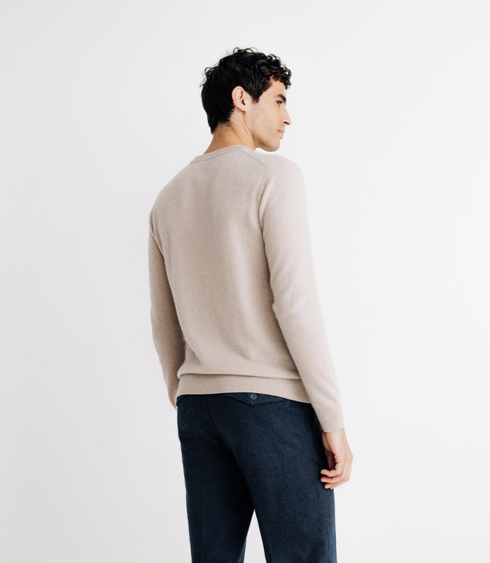 Izac Pull Col Rond 100% Cachemire Beige