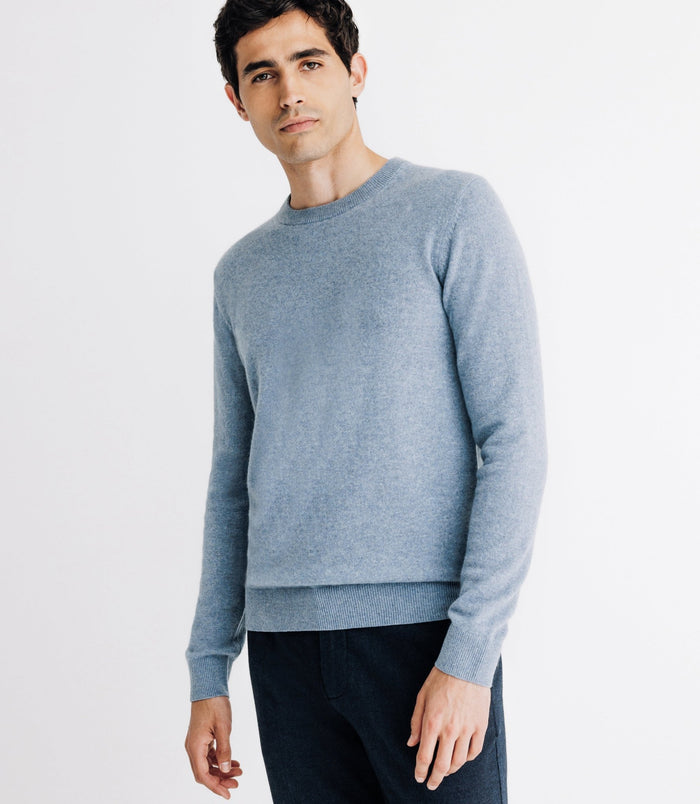 Izac Pull Col Rond 100% Cachemire Indigo