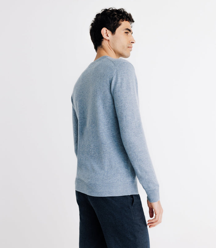 Izac Pull Col Rond 100% Cachemire Indigo