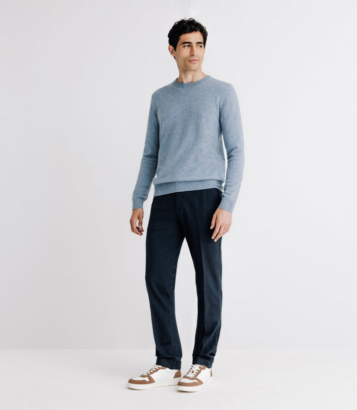 izac Pull col rond 100% cachemire indigo