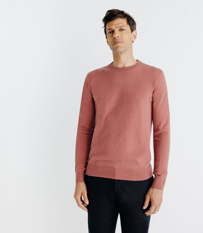 Izac Pull Col Rond 100% Cachemire Rose