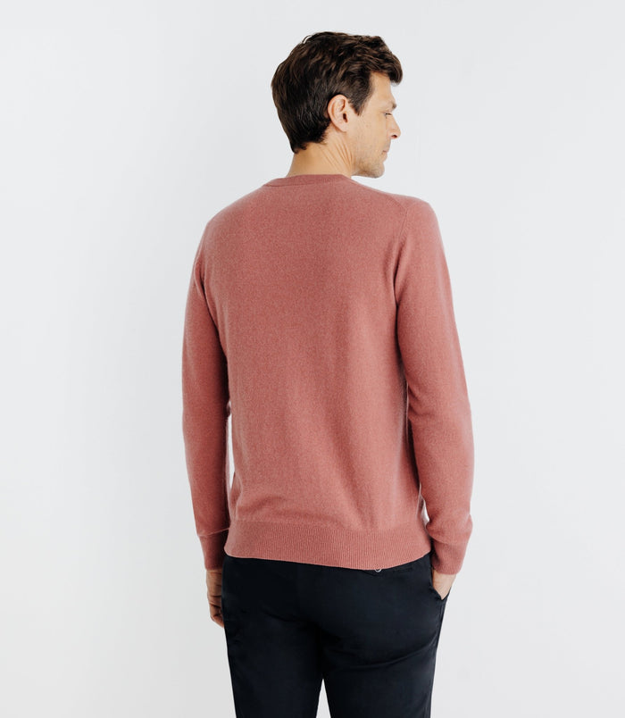 Izac Pull Col Rond 100% Cachemire Rose