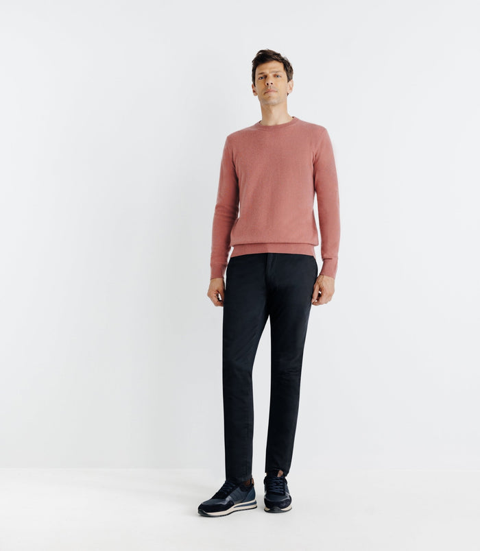 izac Pull col rond 100% cachemire rose