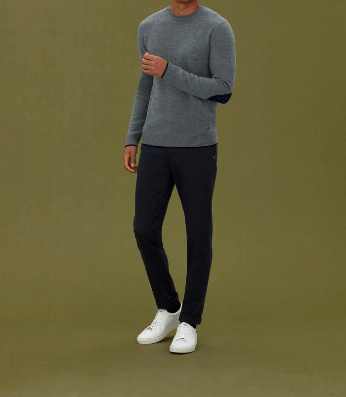 Izac Pull Col Rond à Motif Gris "Lison"