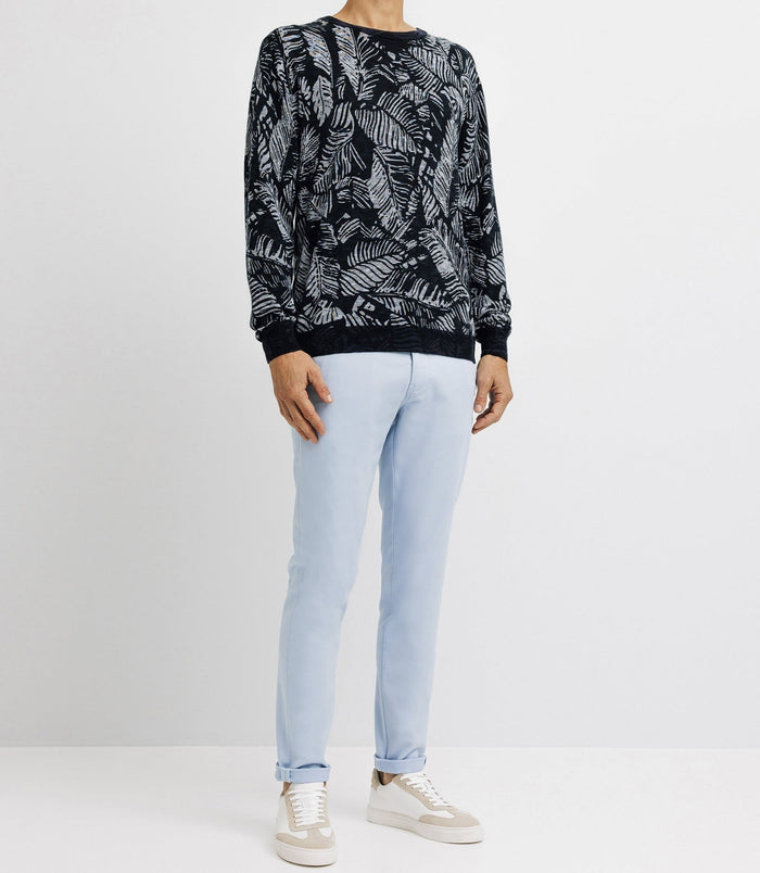 izac Pull col rond à motifs marine