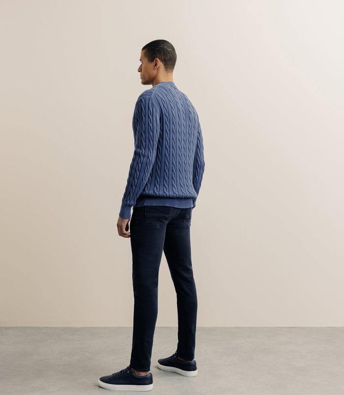 Izac Pull Col Rond à Torsade Indigo
