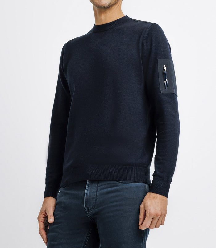 Izac Pull Col Rond Avec Poche Marine