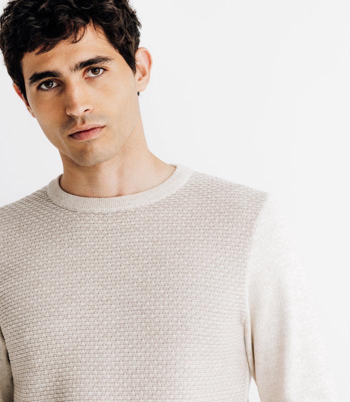 izac Pull col rond beige
