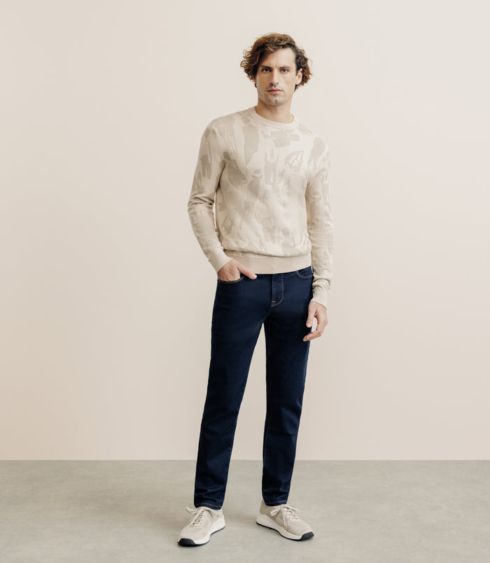 Izac Pull Col Rond Beige