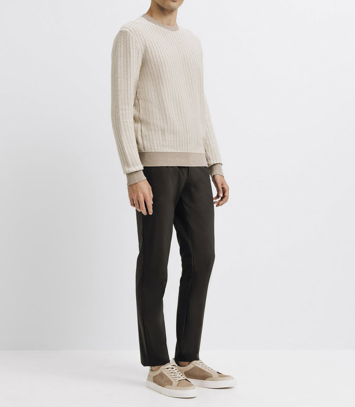 Izac Pull Col Rond Bicolore Beige