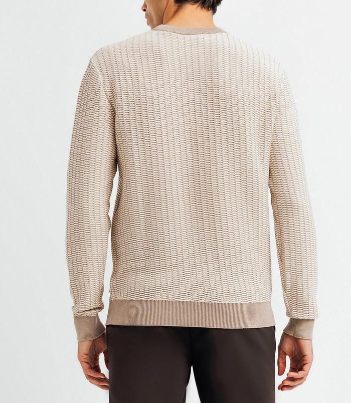 Izac Pull Col Rond Bicolore Beige