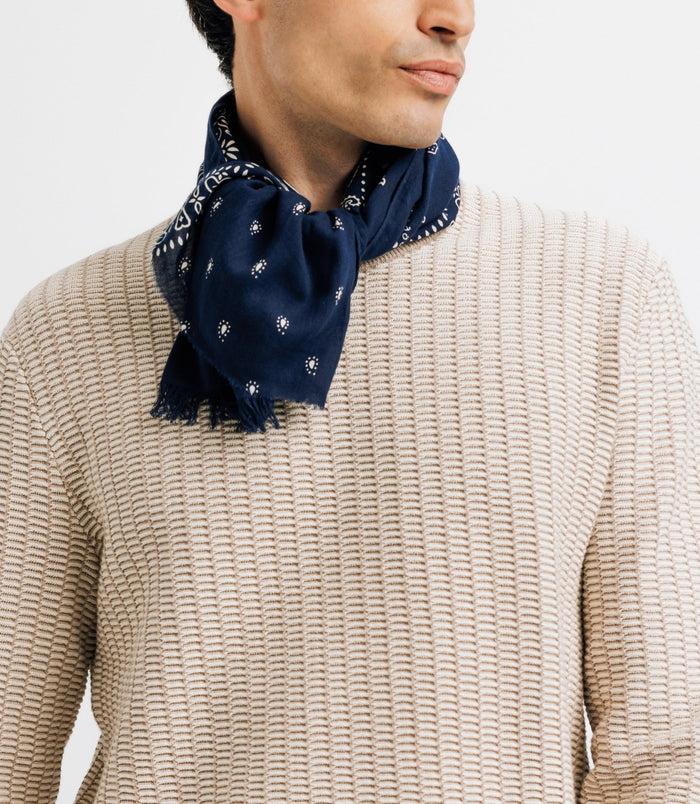 Izac Pull Col Rond Bicolore Beige