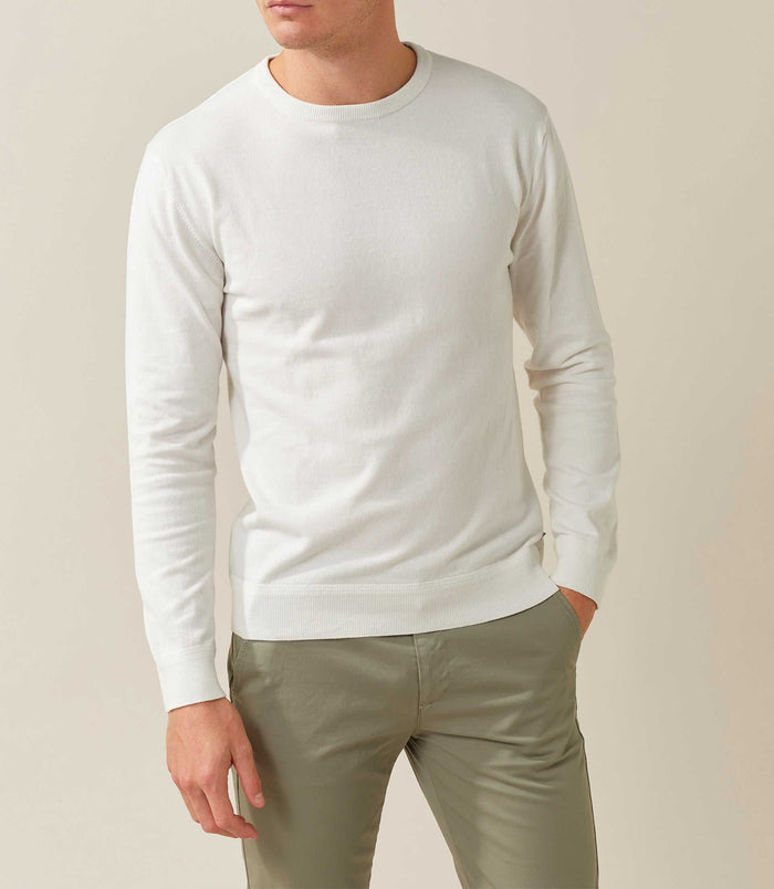 izac Pull col rond blanc "Felix"