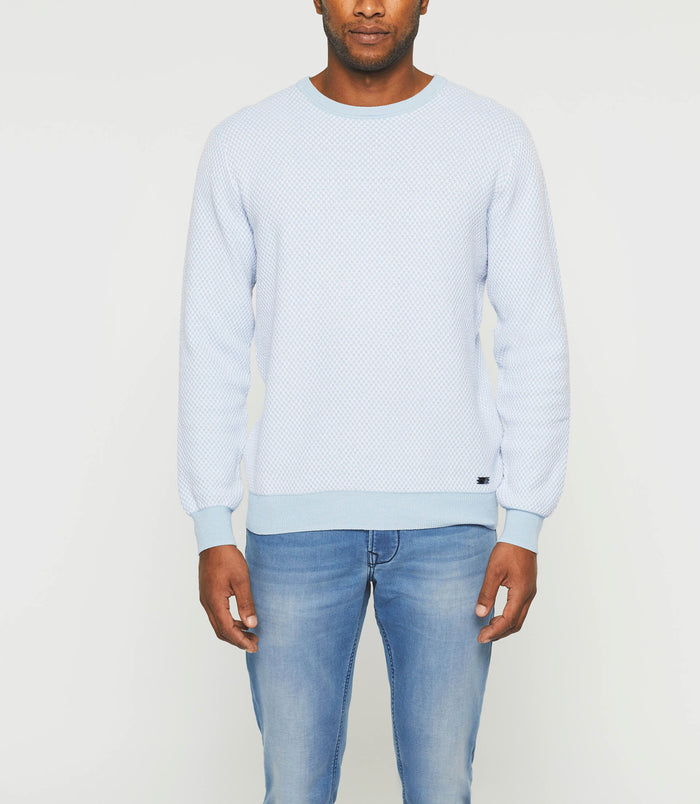Izac Pull Col Rond Bleu Ciel "Damian"