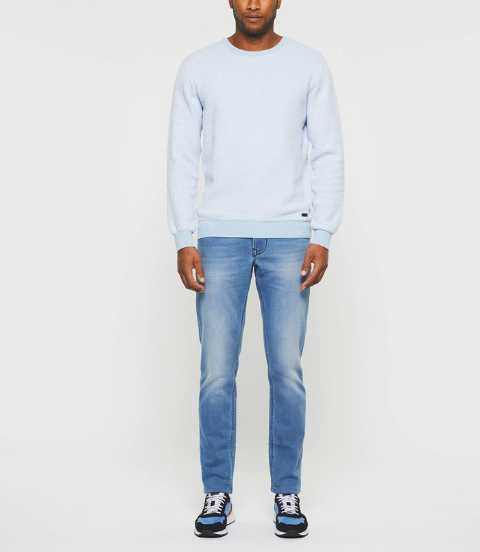 izac Pull col rond bleu ciel "Damian"