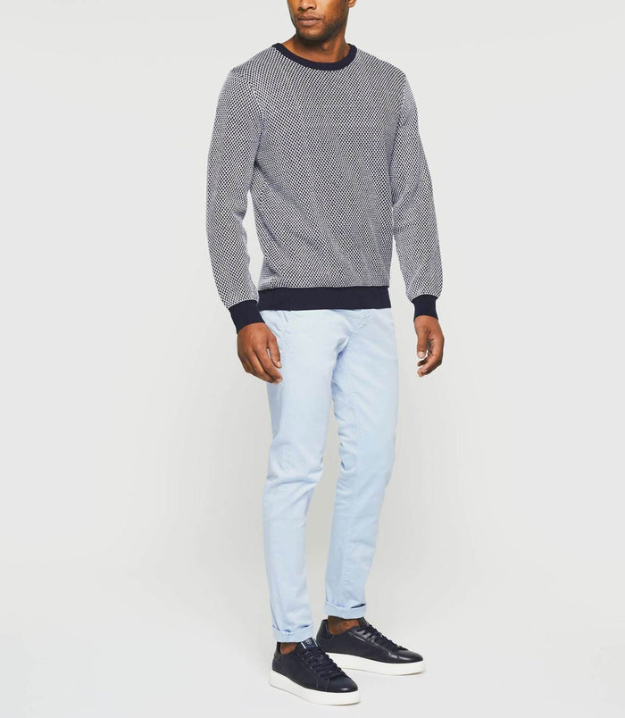 izac Pull col rond bleu marine "Damian"
