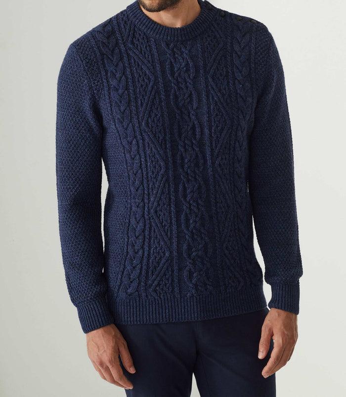 Izac Pull Col Rond Bleu "Sarbello"